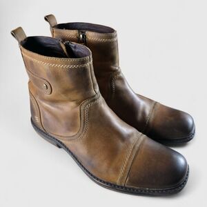 Roan Side Zip Staad Boots Mens Size 11 Brown Leather Pull-on Western Cap Toe